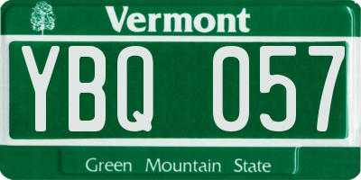 VT license plate YBQ057
