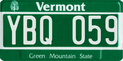 VT license plate YBQ059