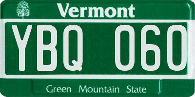 VT license plate YBQ060
