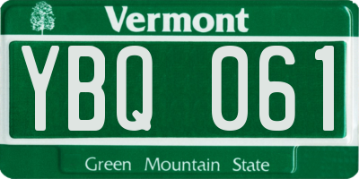 VT license plate YBQ061