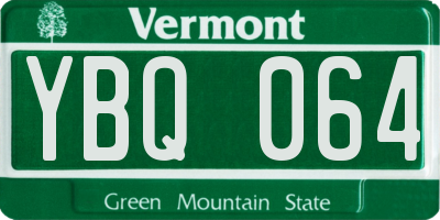 VT license plate YBQ064