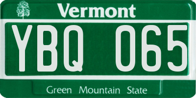 VT license plate YBQ065