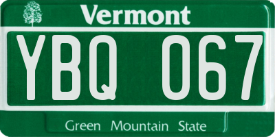 VT license plate YBQ067