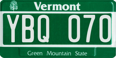VT license plate YBQ070