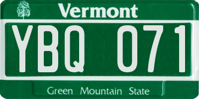 VT license plate YBQ071