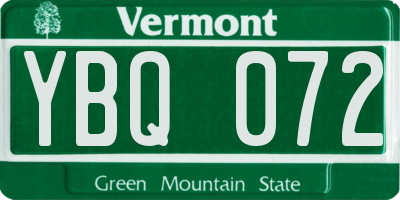 VT license plate YBQ072
