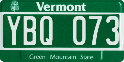 VT license plate YBQ073