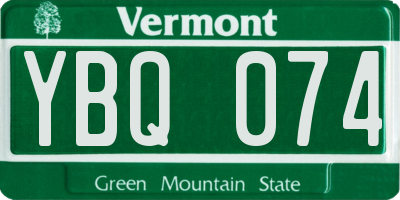 VT license plate YBQ074