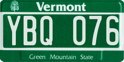 VT license plate YBQ076