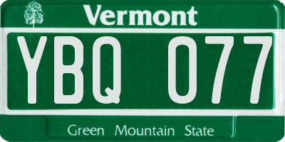 VT license plate YBQ077