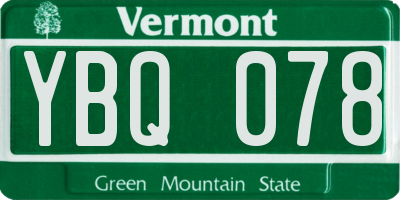 VT license plate YBQ078