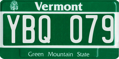 VT license plate YBQ079