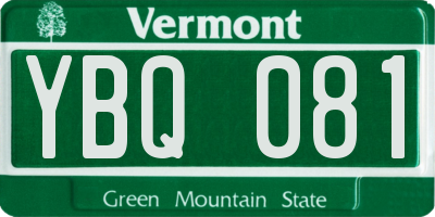 VT license plate YBQ081