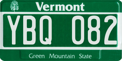 VT license plate YBQ082