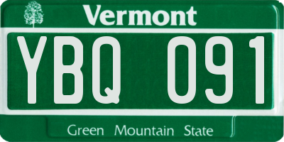 VT license plate YBQ091