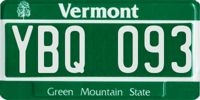 VT license plate YBQ093