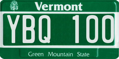 VT license plate YBQ100