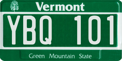 VT license plate YBQ101