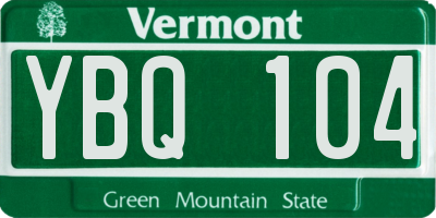 VT license plate YBQ104
