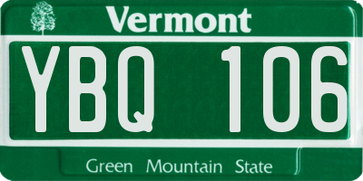 VT license plate YBQ106