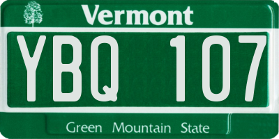 VT license plate YBQ107