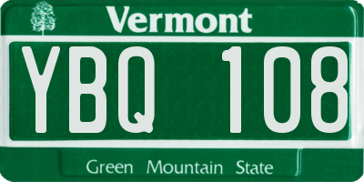 VT license plate YBQ108