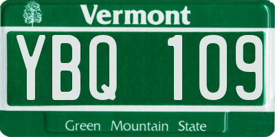 VT license plate YBQ109