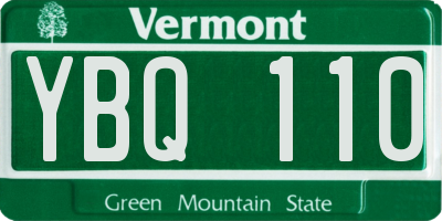 VT license plate YBQ110