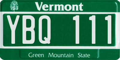 VT license plate YBQ111