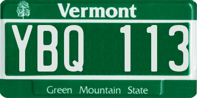 VT license plate YBQ113