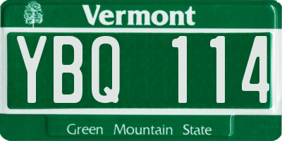 VT license plate YBQ114