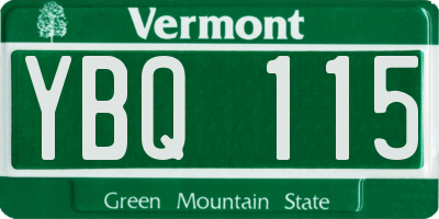 VT license plate YBQ115