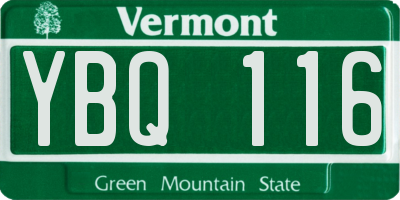 VT license plate YBQ116
