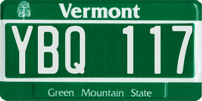 VT license plate YBQ117