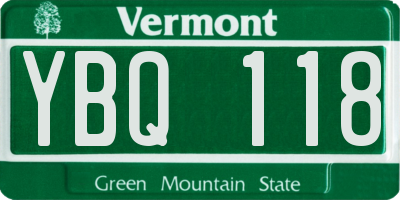 VT license plate YBQ118