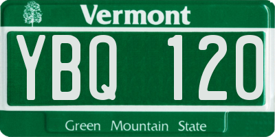 VT license plate YBQ120