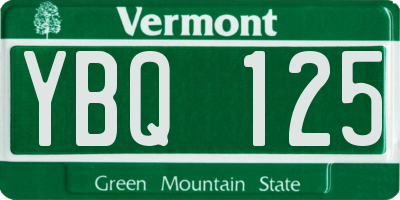 VT license plate YBQ125