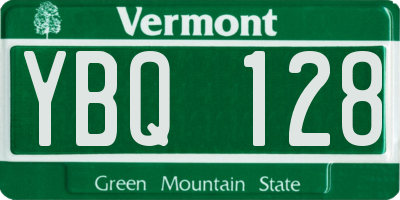 VT license plate YBQ128