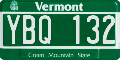 VT license plate YBQ132
