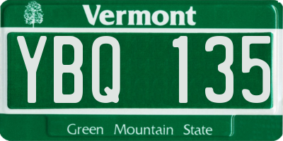 VT license plate YBQ135