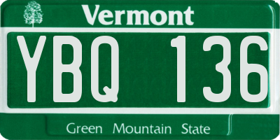 VT license plate YBQ136