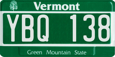 VT license plate YBQ138