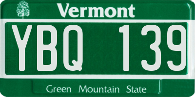 VT license plate YBQ139