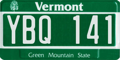 VT license plate YBQ141