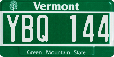 VT license plate YBQ144