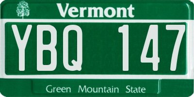 VT license plate YBQ147