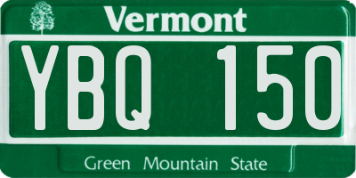 VT license plate YBQ150