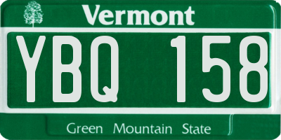 VT license plate YBQ158