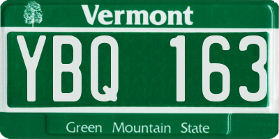 VT license plate YBQ163