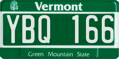 VT license plate YBQ166
